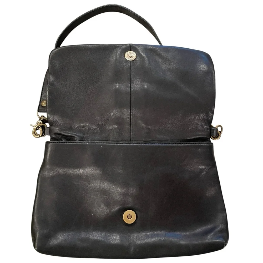 Donald J Pliner Womens Leather Bag Purse Shoulder Strap Brass Hardware Black